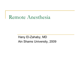 Remote Anesthesia - Ain Shams University
