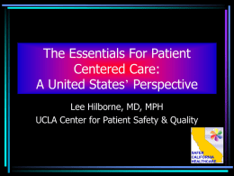 The Essentials For Patient Centered Care: A United States