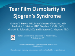 Tear Film Osmolarity in Sjogren’s Syndrome