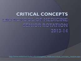 CRITICAL CONCEPTS LSU SCHOOL OF MEDICINE