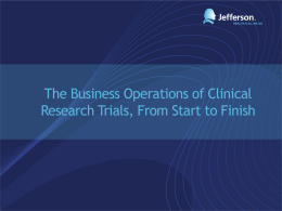 The Business Operations of Clinical Research