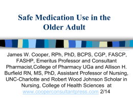 Safe Medication Use in the Older Adult PowerPoint Presentation 2013