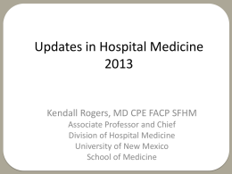 Updates in Hospital Medicine 2013