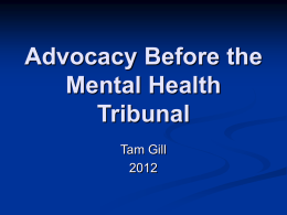 Advocacy Before the Mental Health Tribunal