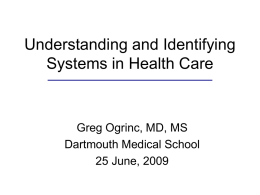 Microsystems in Health Care Identifying Systems