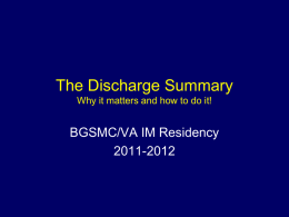 Discharge Summary Instructions