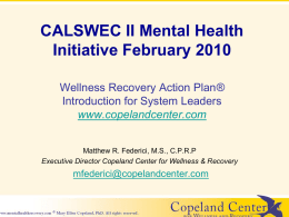 Copeland Wellness Recovery Action Plan (WRAP)
