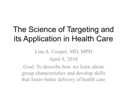 The Science of Targeting and its Application in Health Care