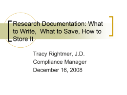 Research Documentation and Data Security