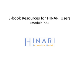 E-book Resources for HINARI Users