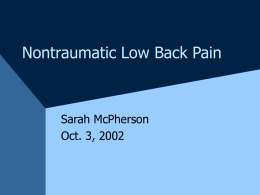 Nontraumatic Low Back Pain - Calgary Emergency Medicine