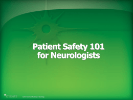 Patient Safety 101 - American Academy of Neurology