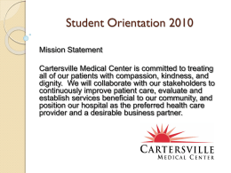 Student Orientation 2010 - WellStar College of Health and Human