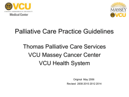 Palliative Care Practice Guidelines:Thomas Palliative Care Services