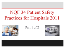 NQF 34 SAFE PRACTICES 2011 PT 1 OF 2