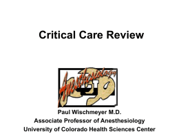 Critical Care in the OR - University of Colorado Denver