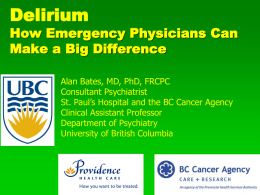 Delirium - Palliative Care - University of British Columbia