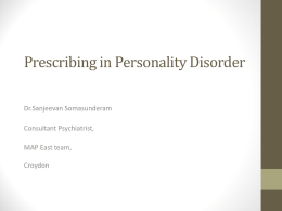 Prescribing in Personality Disorder