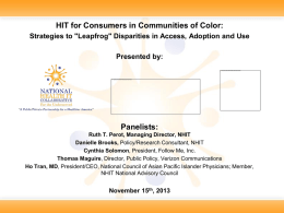 HIT for Consumers in Communities of Color