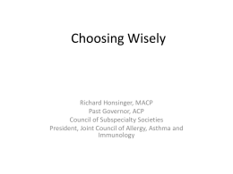 Choosing Wisely - American College of Physicians