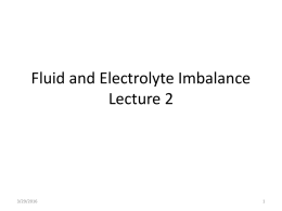 Fluid and Electrolyte Imbalance Lecture 2
