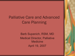 Palliative Care and Advanced Care Planning