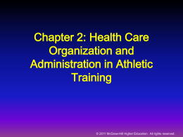 Chapter 2: Health Care Administration in Athletic Training