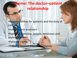 Theme: The doctor–patient relationship
