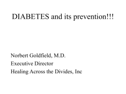 DIABETES and its prevention - Healing Across the Divides