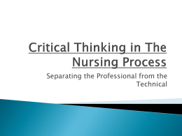 Critical Thinking in The Nursing Process