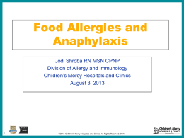 Food Allergies and Anaphylaxis