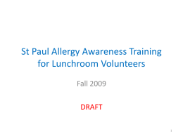 Volunteer Training Presentation - St. Paul Catholic School Allergy