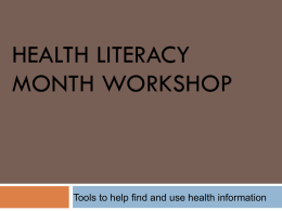 Health Literacy Month Workshop Power Point Slides