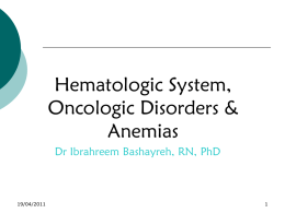 lecture blood disorders and anemias