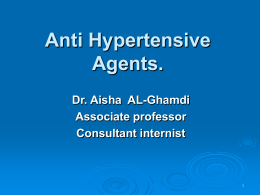 Anti Hypertensive Agents.