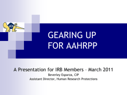 GEARING UP FOR AAHRPP