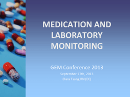 2013 Medication Issues and Laboratory Results - C. Tsang