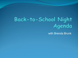 Back-to-School Night Agenda