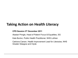 Health literacy - national health literacy action group