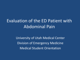 Evaluation of Abdominal Pain in the Emergency Dept.