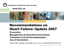 2007 HF Guidelines - Canadian Cardiovascular Society