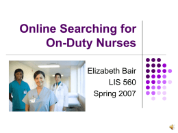 Online Searching for On-Duty Nurses - glitter