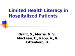 Morris Research Symposium Health Literacy