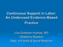 Continuous Support in Labor What is Continuous Support in Labor