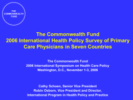 2001 Commonwealth Fund International Health Policy Survey