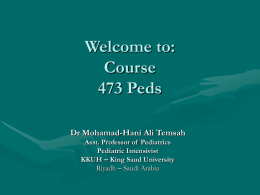 Welcome to: Course 473 Peds