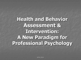 (2004, October). Health and behavior assessment & intervention