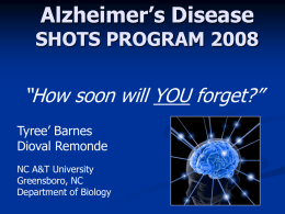 Alzheimer`s Disease Tyree` Barnes Dioval Remonde