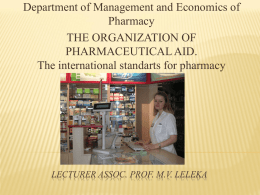 01 THE ORGANIZATION OF PHARMACEUTICAL AID