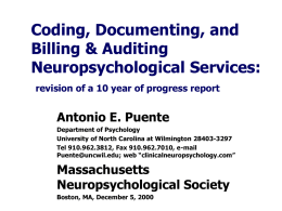 Coding, documenting, billing, & auditing neuropsychological services